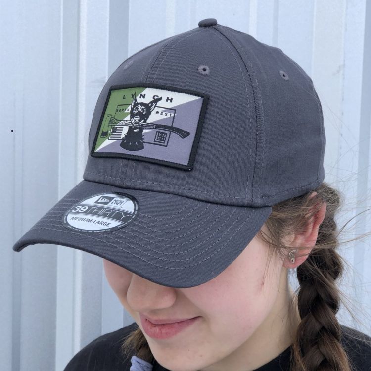 New Era Structured Stretch Fitted Graphite Cotton Hat Camo Dog Patch